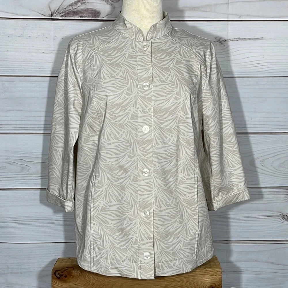 Chico’s NWT Perfect Stretch Palm Print Jacket Size Large/12/Chico’s 2